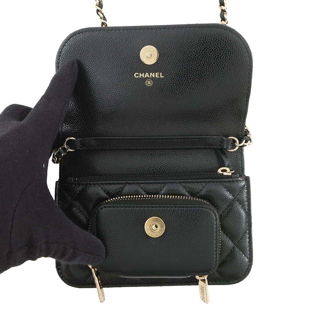 CHANEL Authentic Black Caviar Leather Logo Wallet - Picture 5 of 16